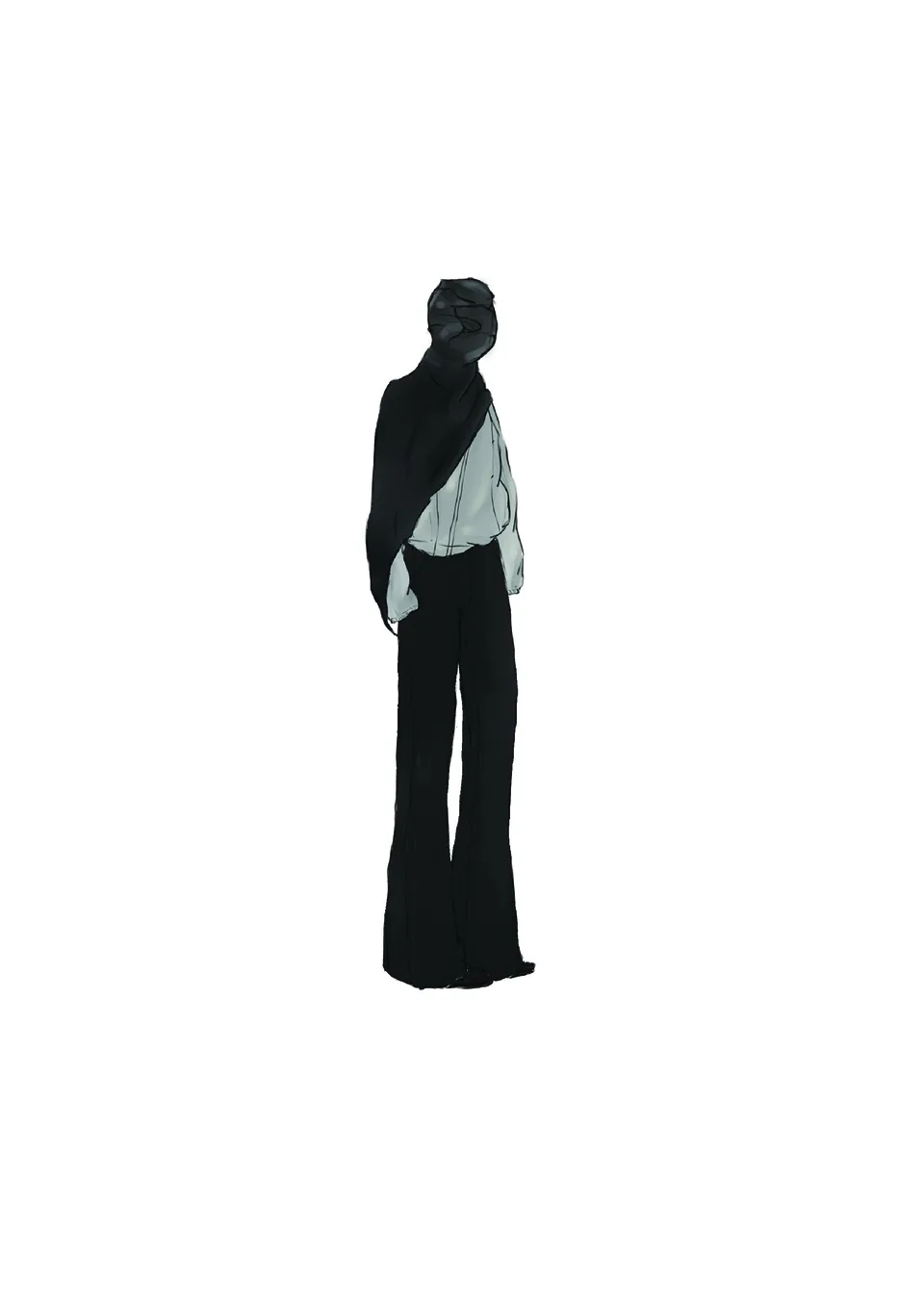 Sonder Look 6: asymmetric black and white fashion silhouette