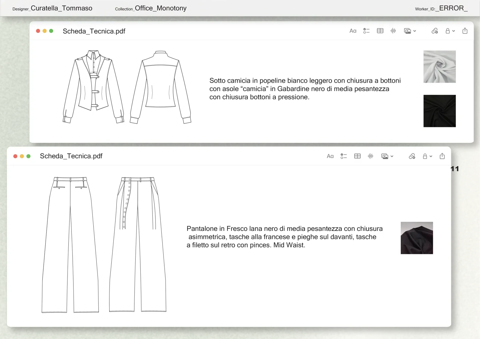 Office Monotony, look 2, di Tommaso Curatella